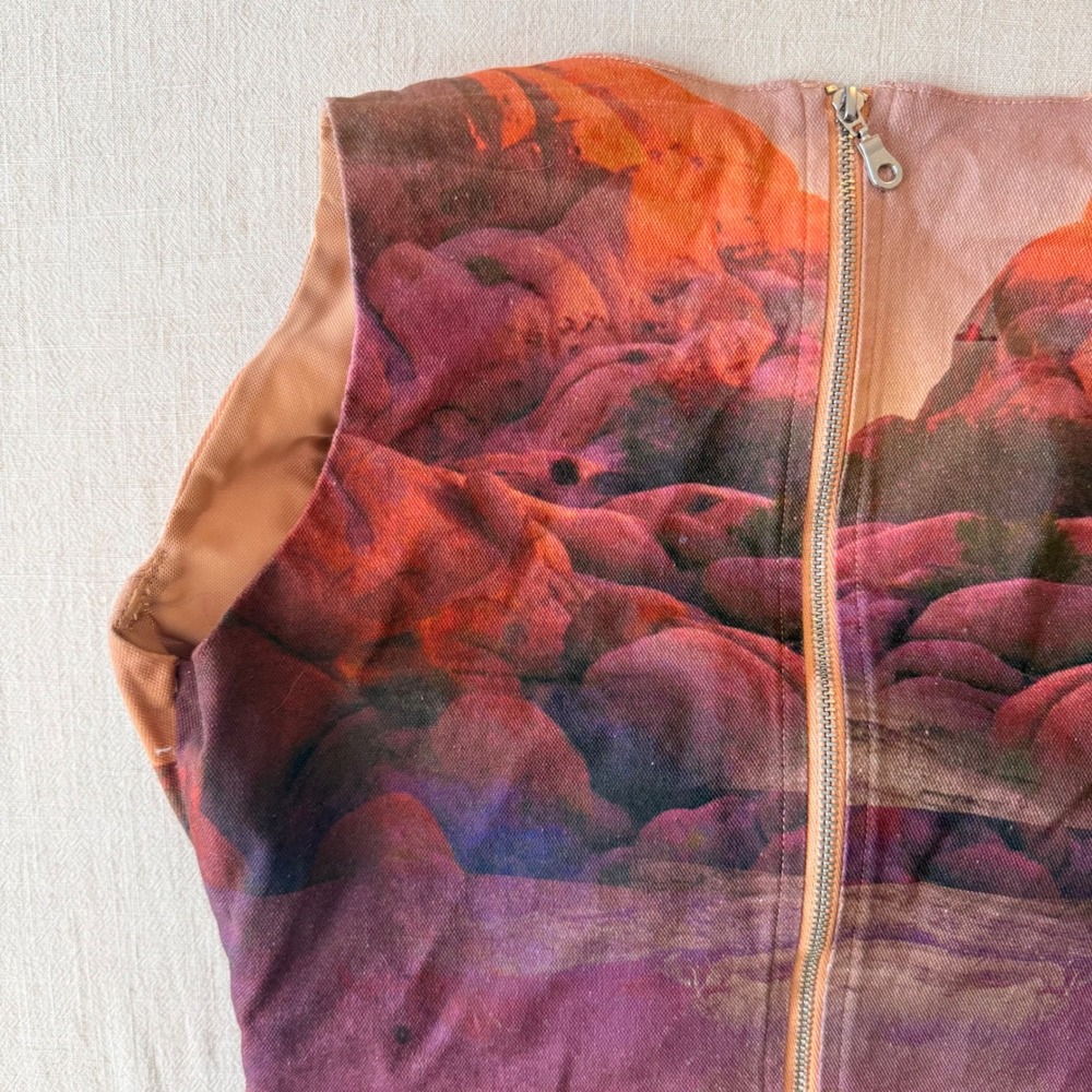 Miaou Campbell Oasis Corset Top Large Orange Desert Waterfall Landscape Boned - Picture 15 of 16